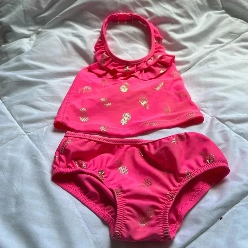 OskKosh Pink and gold maple halter bikini size 18 M